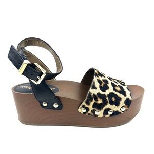 Sam Edelman Leopard Platform Wedge Sandals – Real Calf Hair